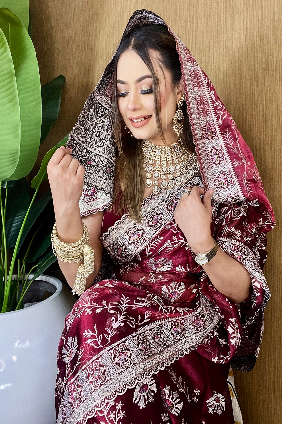Merun jemi Chu Georgette party Saree